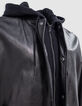 Schwarze Herrenbomberjacke aus Leder mit Futter-6
