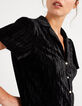 Zwarte korte jumpsuit in velours de panne reliëf I.Code-3