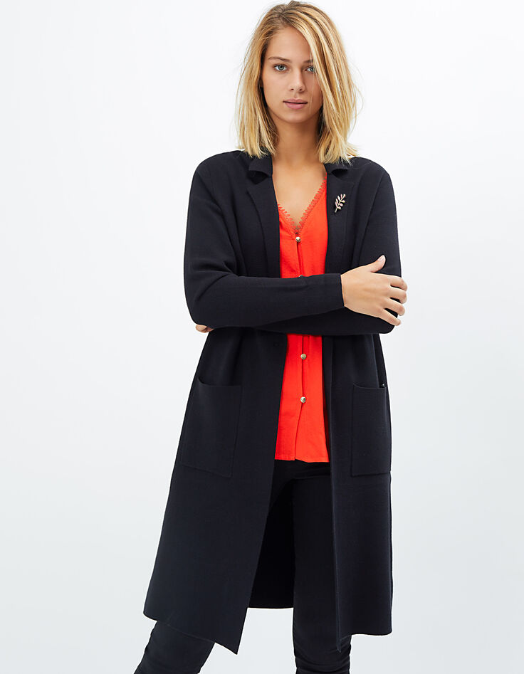 Manteau noir en maille I.Code-1