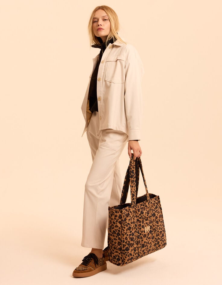 Bolso de mano marrón con estampado de leopardo I.Code-7