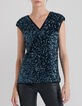 Blaues Damen-Top mit Pailletten wendbar-1