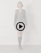 Graues Metallic-Pailletten besticktes Damen-Wickelkleid -8