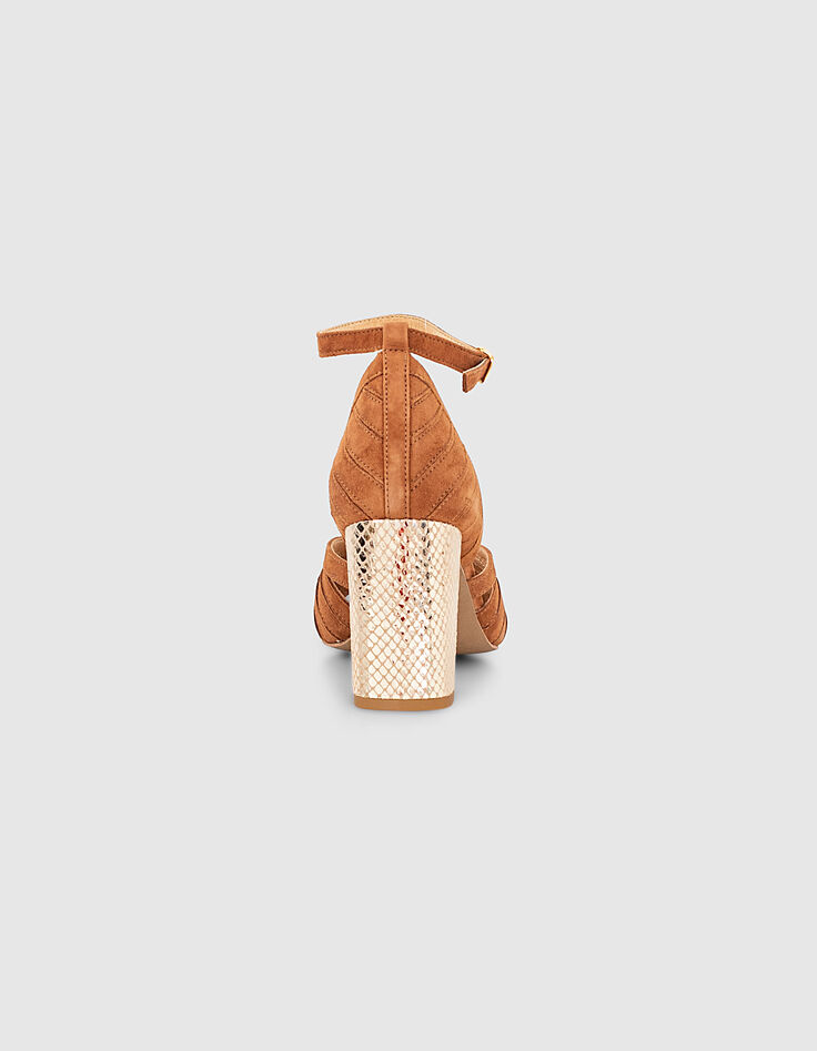Sandales mélèze cuir velours à talon doré I.Code-2