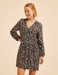 I.Code black dress with orchid print-1