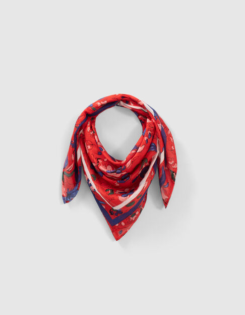 I.Code cherry summer flower print square scarf