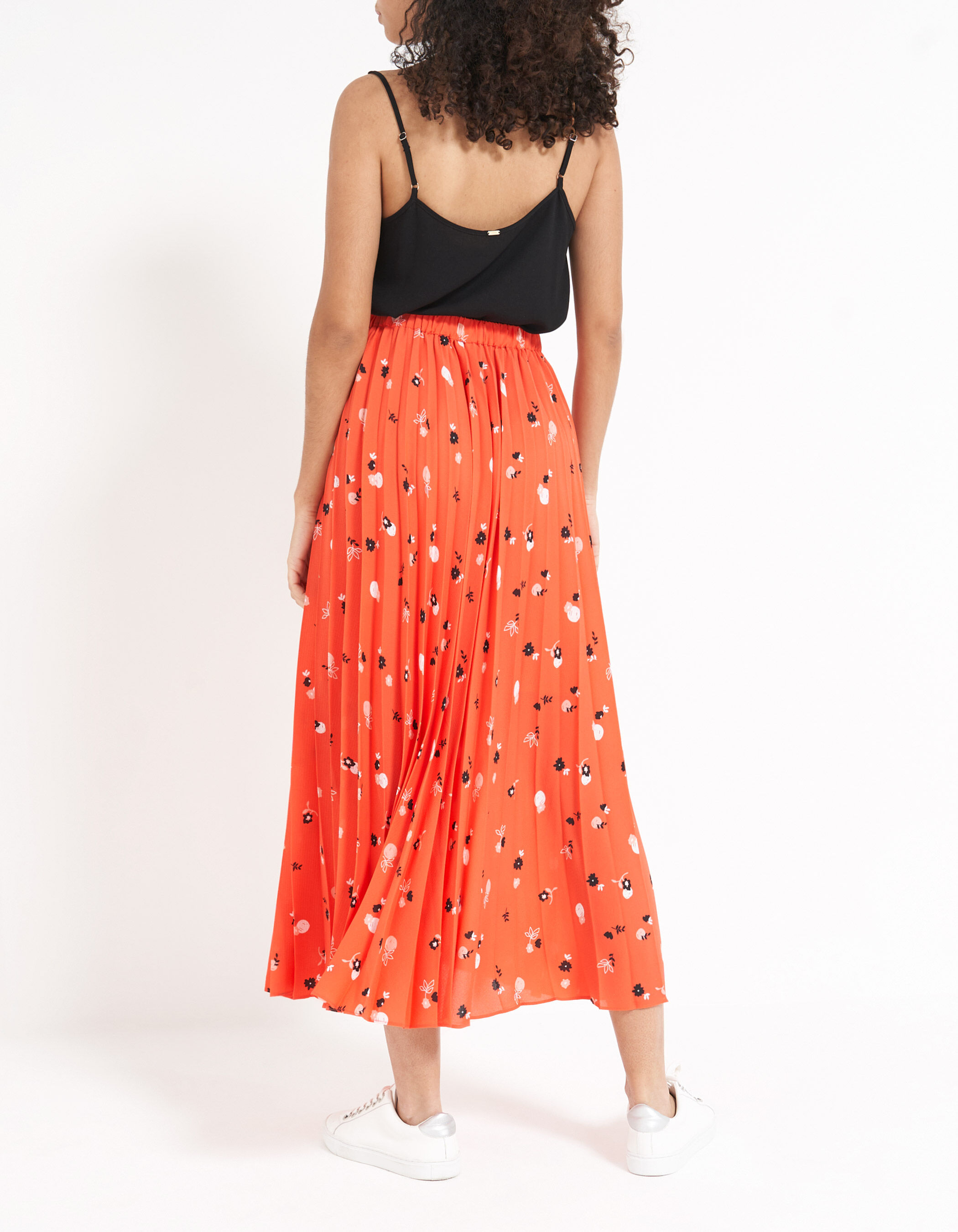 Jupe store plissée orange