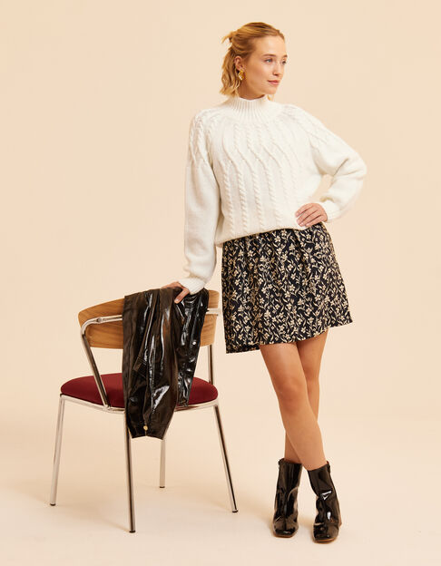 I.Code ecru cable knit sweater