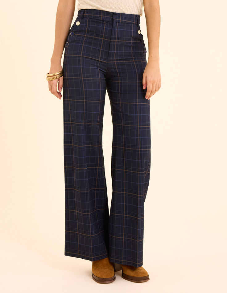 Marineblaue elegante Hose mit Karos I.Code-2