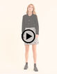 Ecru skirt with gingham pattern and I.Code embroidery-2