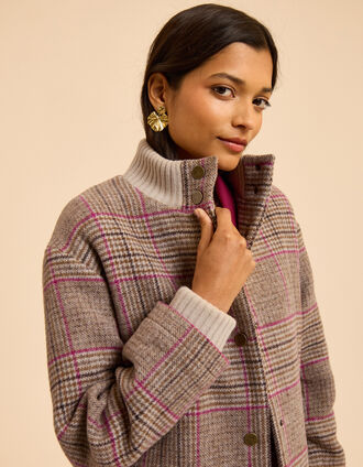 Manteau camel motif carreaux I.Code
