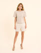 I.Code beige buttoned cropped top-10