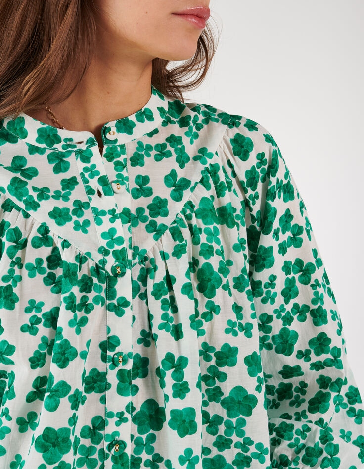 Chemise blanc cassé à imprimé trèfles I.Code -4