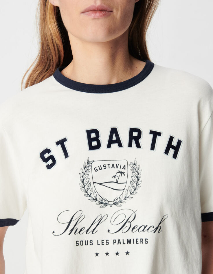 Wei&szlig;es T-Shirt mit Rundhalsausschnitt aus Bio-Baumwolle f&uuml;r Damen-4