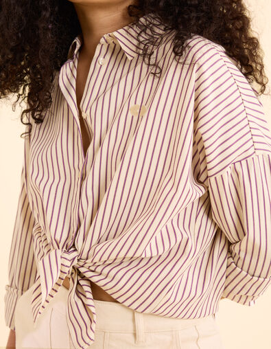 Chemise &eacute;crue ray&eacute;e dark purple brod&eacute;e c&oelig;ur I.Code