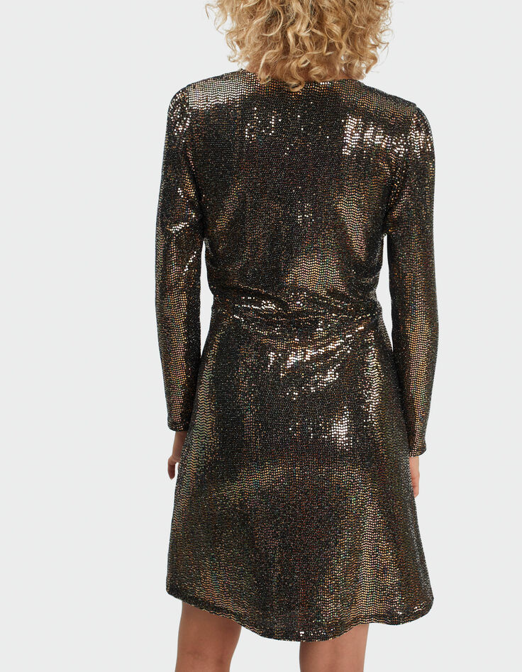 Vestido negro punto lunares mini metalizados I.Code-3