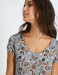 Gebroken witte jurk met bananenwax-print I.Code-4
