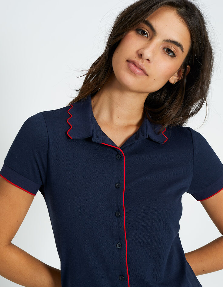 Robe marine soulignée de rouge I.Code-3