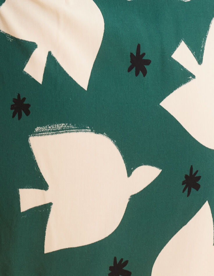 Jupe portefeuille verte imprimé maxi oiseaux I.Code-8