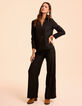Zwarte geklede wideleg broek strepenmotief CORALINE I.Code-1