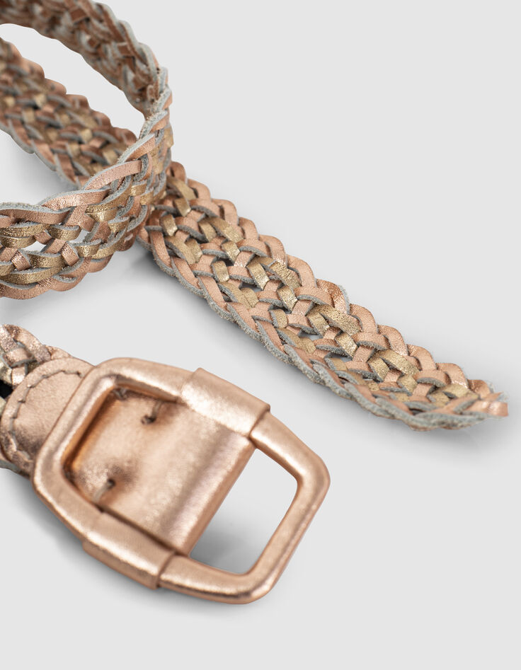 Ceinture cuivrée et dorée en cuir tressé I.Code-5