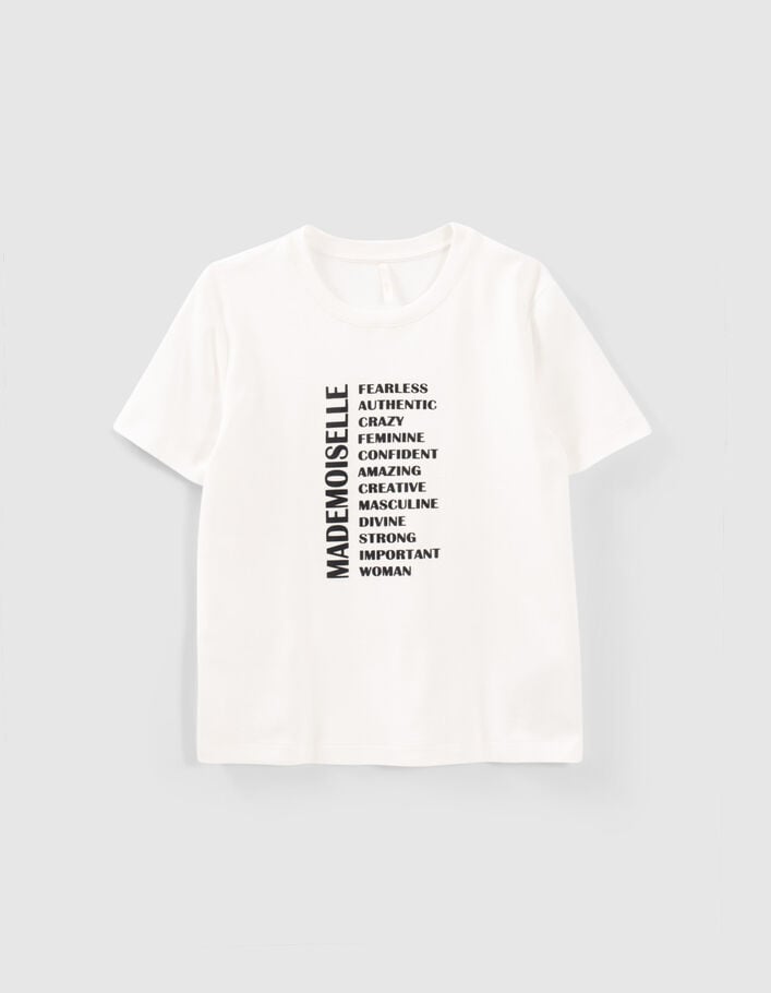 Cremeweißes T-Shirt mit schwarzem Schriftzug I.Code - I.CODE