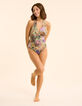 I.Code khaki swimsuit with banana patchwork print-2