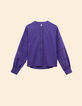 Blouse violette d&eacute;tails ajour&eacute;s Femme-1