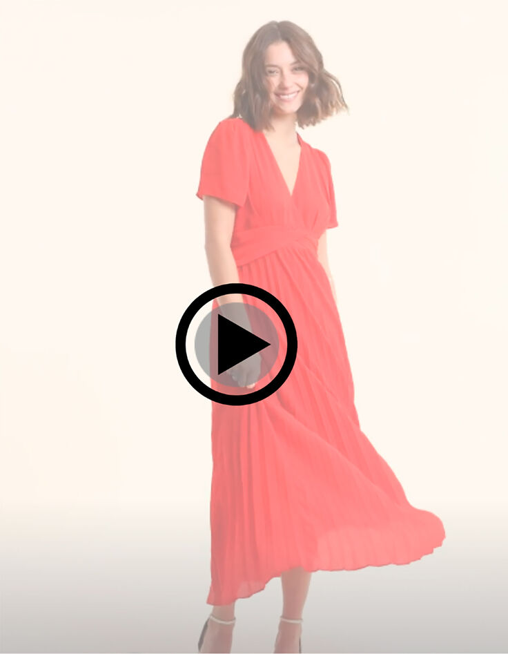 Vestido rojo plisado drapeado en cintura I.Code-9