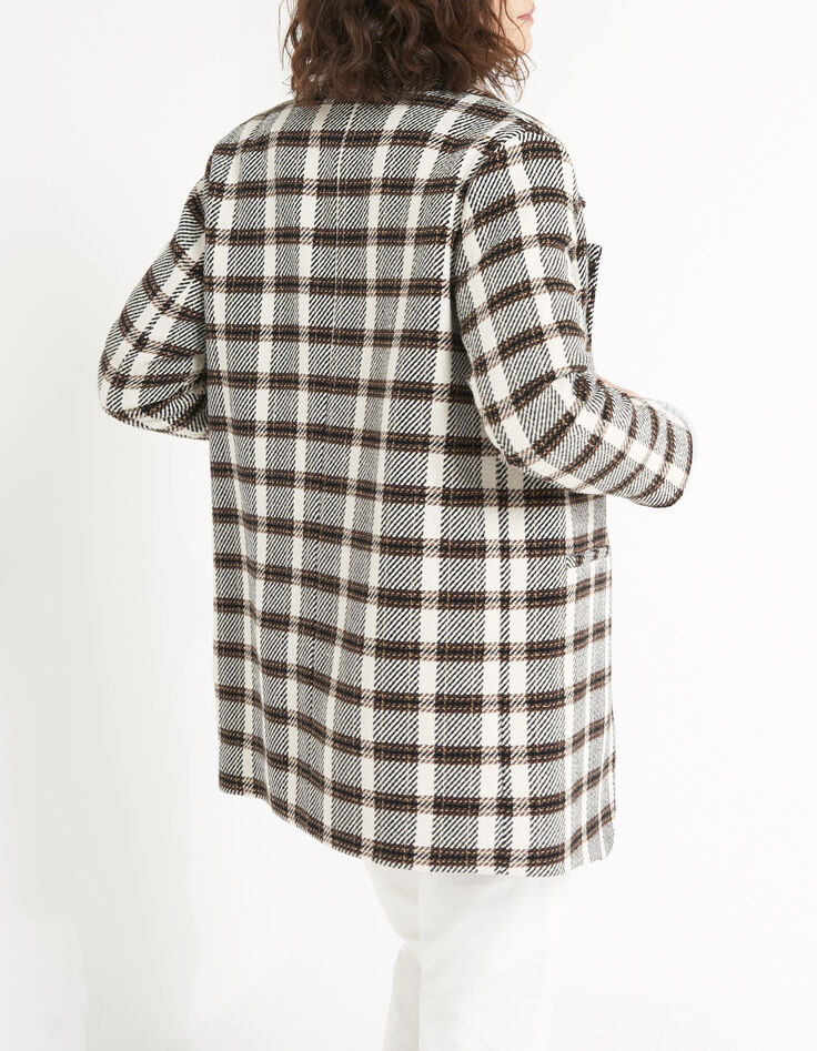 I.Code off-white check coat-3