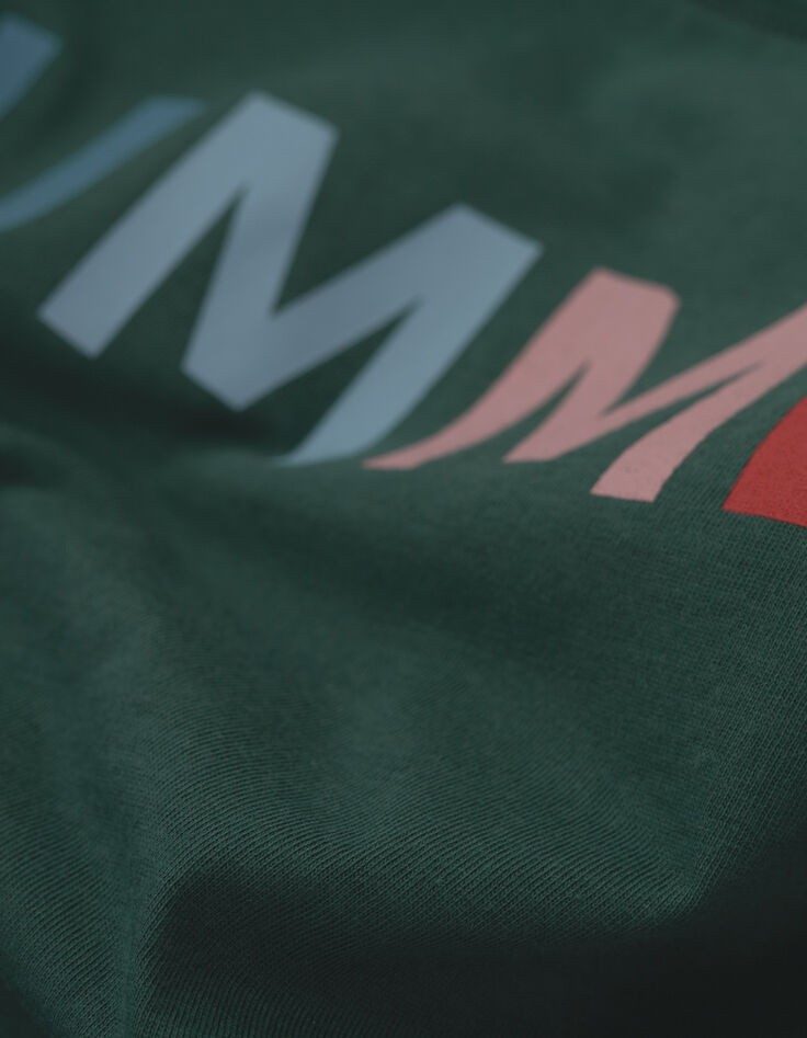 T-shirt manches courtes vert message coloré I.Code-7