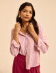 Chemise rose motif rayures et broderies Alexandra I.Code-1
