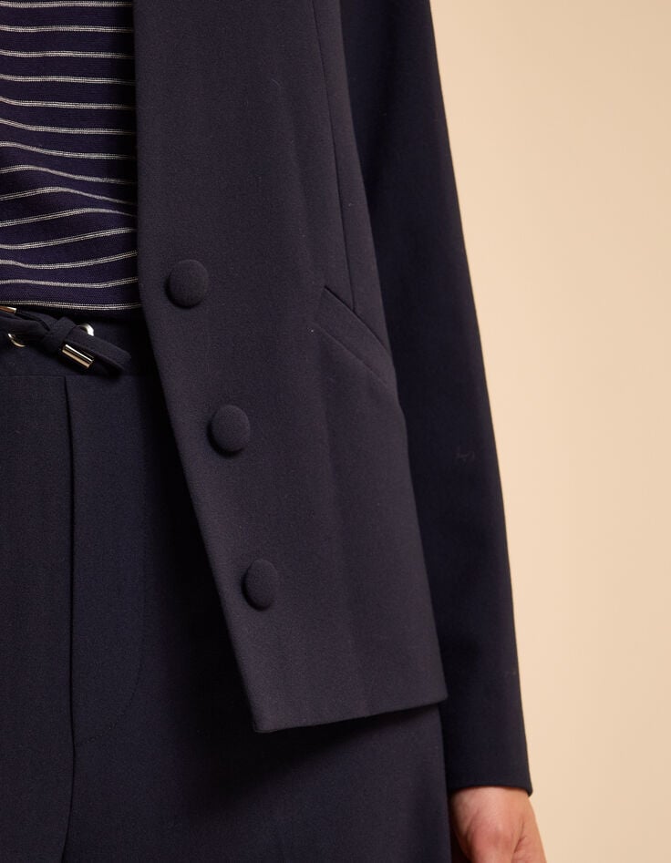 Blazer azul marino capucha felpa extraíble I.Code-4 Blazer azul marino capucha felpa extraíble I.Code-4