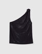 Schwarzes One-Shoulder-Damentop-6