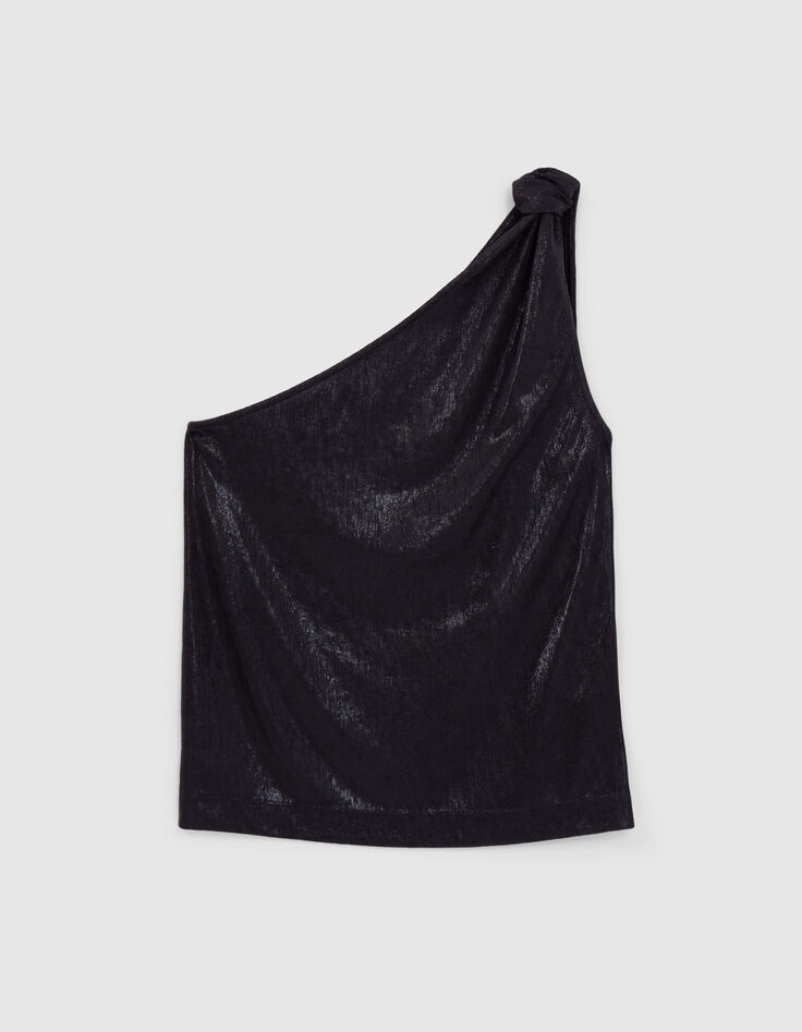 Schwarzes One-Shoulder-Damentop-6