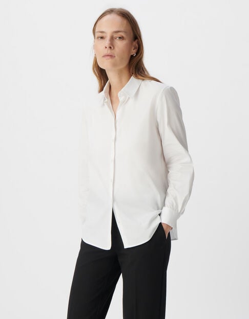 Camisa blanca manga larga mujer - IKKS