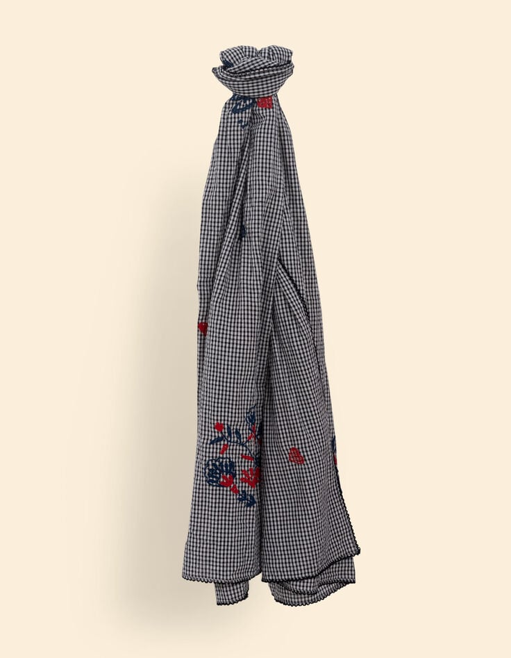 Foulard écru motif vichy broderies couleur I.Code-1