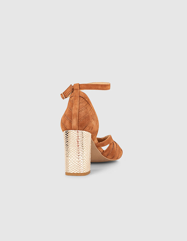 Sandalias marrón claro ante con tacón dorado I.Code - I.CODE