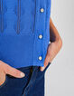 Kobalt gebreid vest korte mouwen I.Code-2