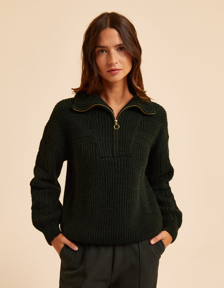 Pull camionneur vert tricot fantaisie I.Code-3