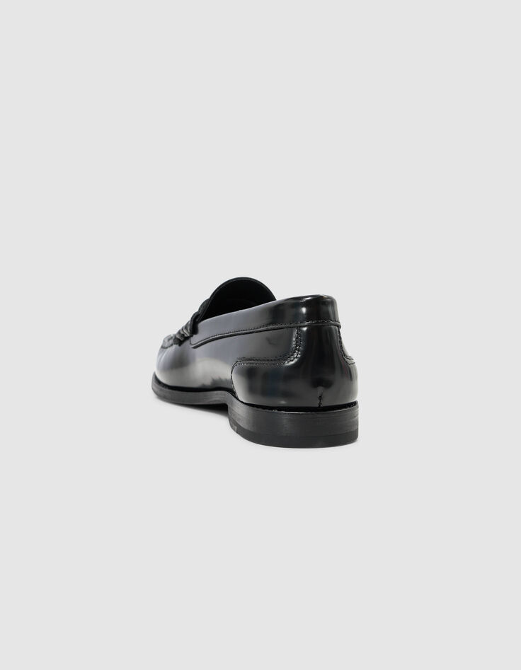 Damen schwarze Glac&eacute;-Leder-Slipper-3