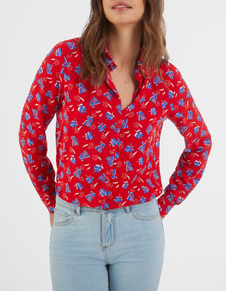 Camisa cereza estampado bohemio I.Code-1
