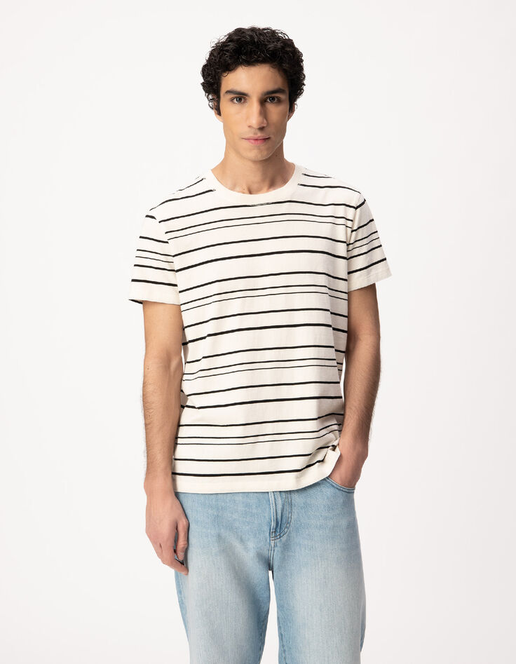 Wei&szlig;es Herren-T-Shirt mit schwarzem Streifendesign-2