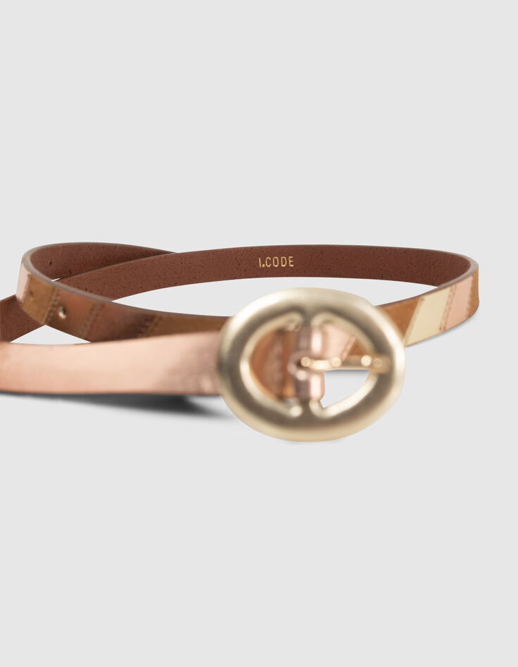 Leren riem koper, goud en geelbruin I.Code-2 Leren riem koper, goud en geelbruin I.Code-2