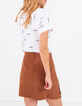 I.Code caramel short skirt with press studs on sides-2