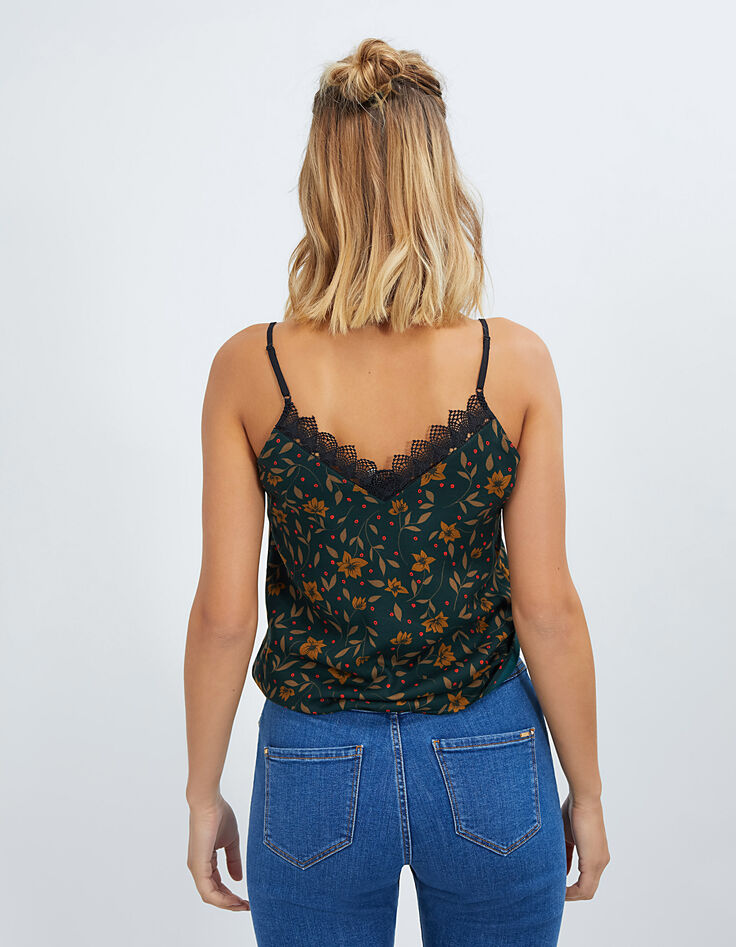 Top lencero verde pinegreen estampado Fleurs Rock I.Code-2