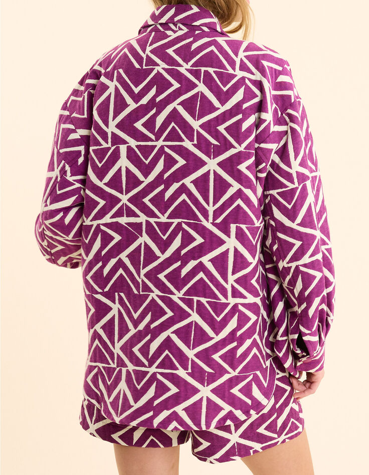 Violette Jacke aus Jacquard mit grafischem Muster I.Code-2