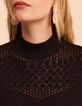 Pull cape noir tricot fin points ajourés CECILE I.Code-8
