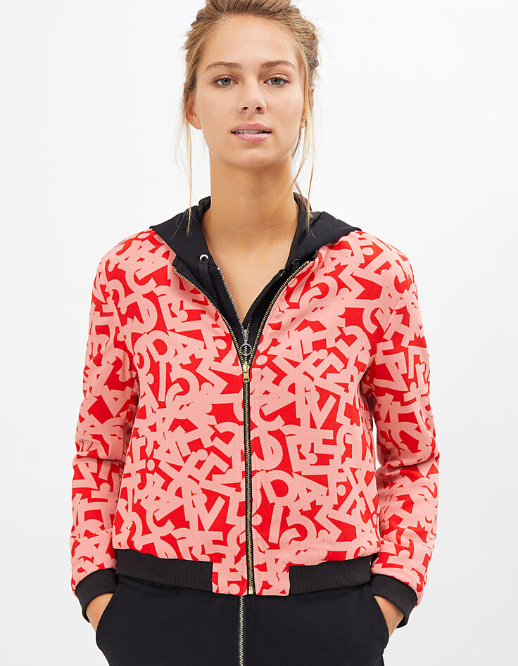 Roze en zwart geometrisch omkeerbaar baseball jack I.Code-4