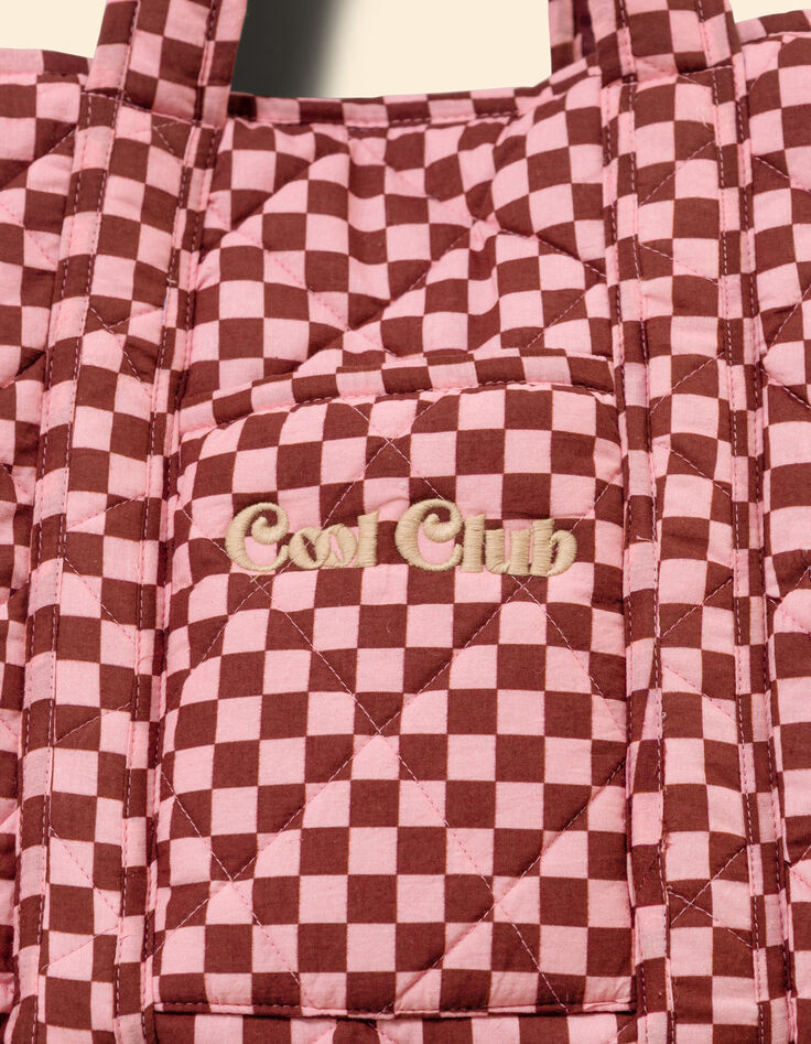 El bolso rosa estampado de cuadros bordado mensaje I.Code-6