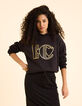Sweat noir à capuche monogramme doré I.Code-1